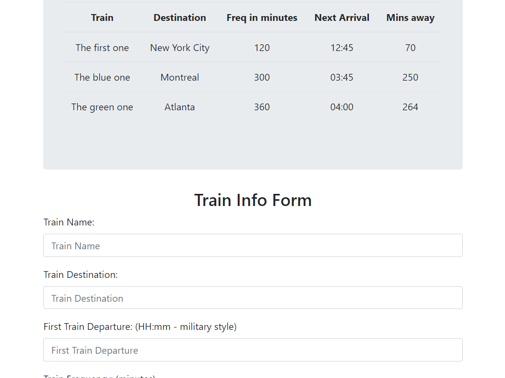Train Time Table